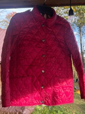 Burberry London Kids Quilted Check Lined Jacket Raspberry Red - Size 10Y